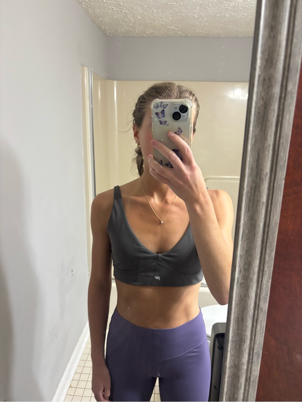 Taupe Fabletics PureLuxe Longljne Sports Bra